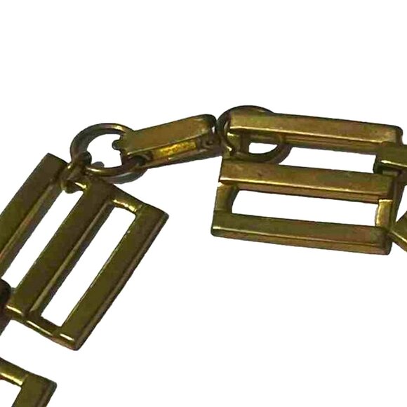 UNIQUE Geo Gold Plated Couture Square Link Choker Necklace 16 Inch - Picture 4 of 4